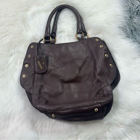 Furla Brown and Gold Shoulder Bag with Textured Leather - Picture 1 of 11